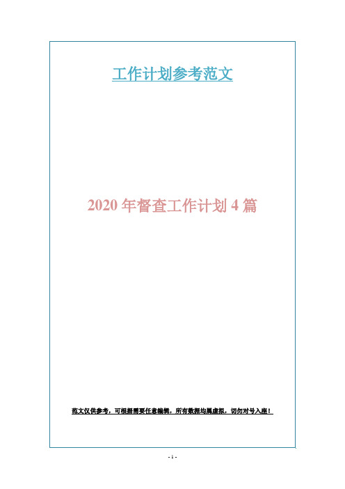 2020年督查工作计划4篇