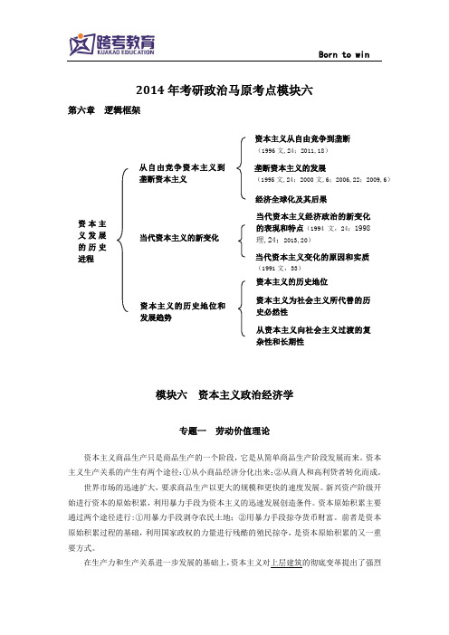 跨考教育2014年考研政治马原考点模块六