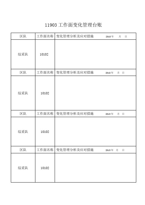 采煤工作面变化管理台账教材