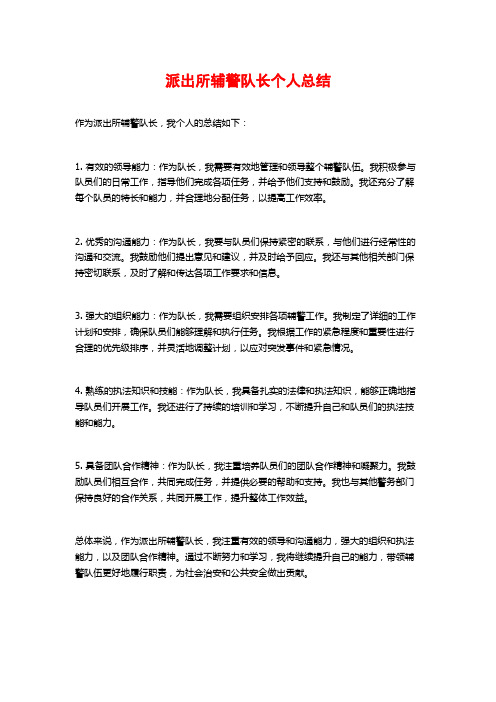 派出所辅警队长个人总结