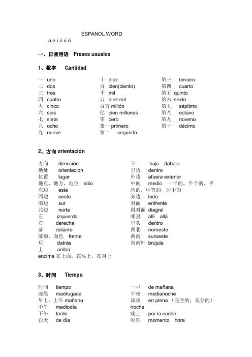 西班牙语基础词汇2000个背诵