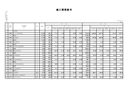 施 工 图 预 算 书