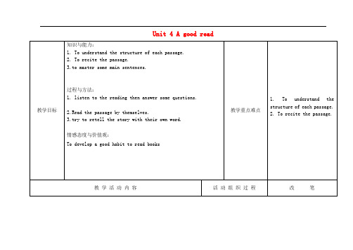 八年级英语下册 Unit 4 A Good Read Reading 2教案 (