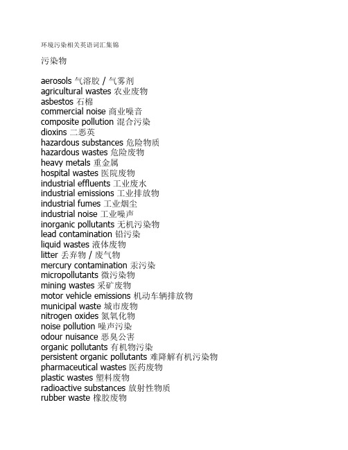 环境污染相关英语词汇集锦