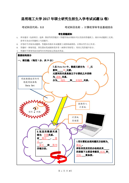 17年研究生昆明理工计算机818考试题目和答案