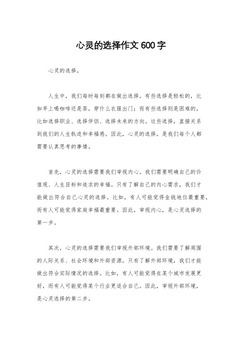 心灵的选择作文600字