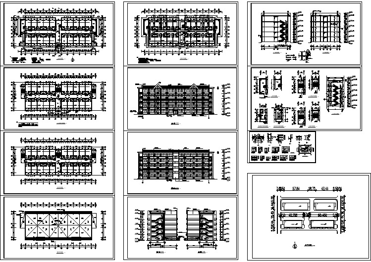 某地区多层宿舍楼CAD平、立面设计方案图纸