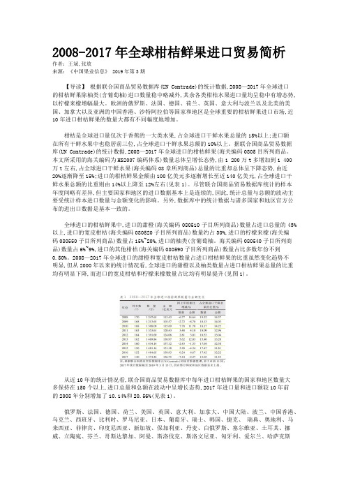 2008-2017年全球柑桔鲜果进口贸易简析