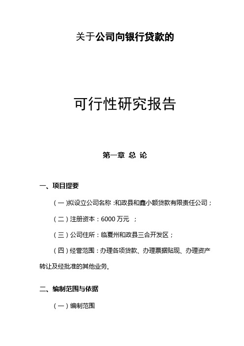 关于公司向银行贷款的可行性研究报告