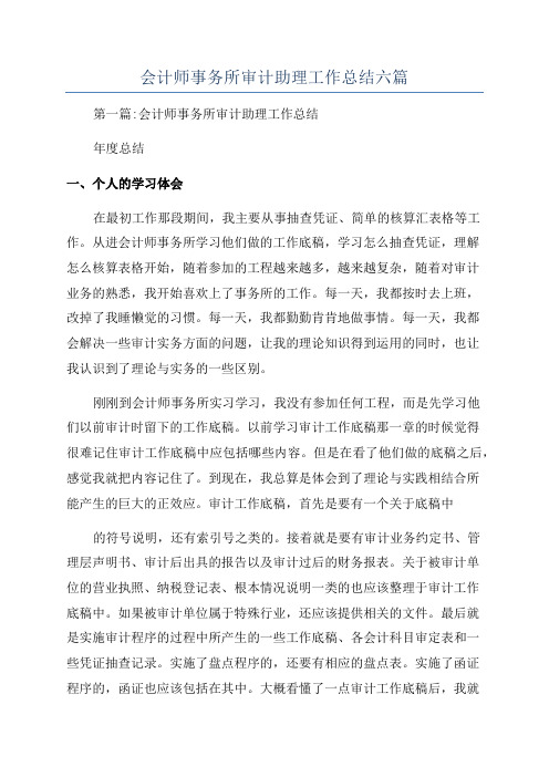 会计师事务所审计助理工作总结六篇