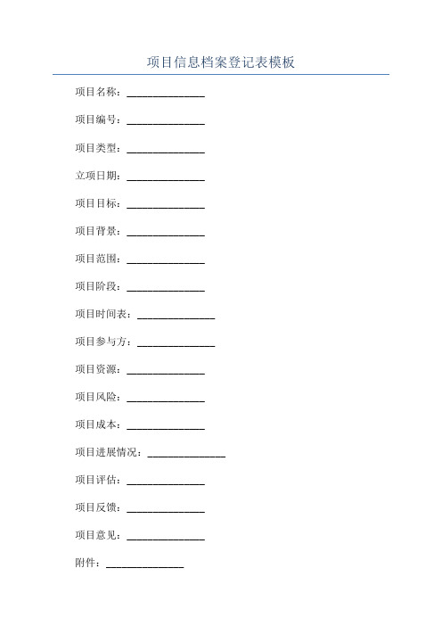 项目信息档案登记表模板