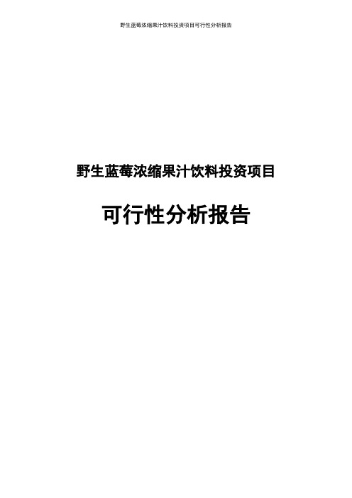 野生蓝莓浓缩果汁饮料投资项目可行性分析报告