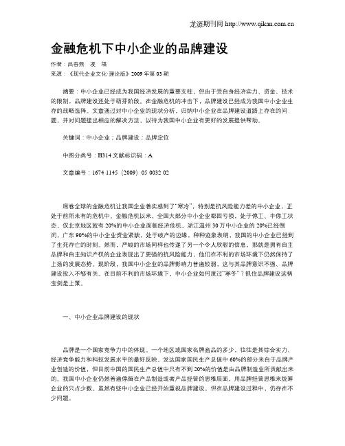 金融危机下中小企业的品牌建设