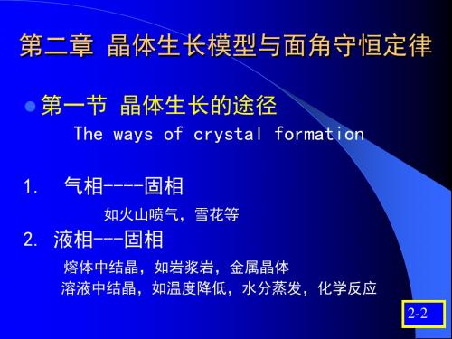 第二章 晶体生长模型与面角守恒定律