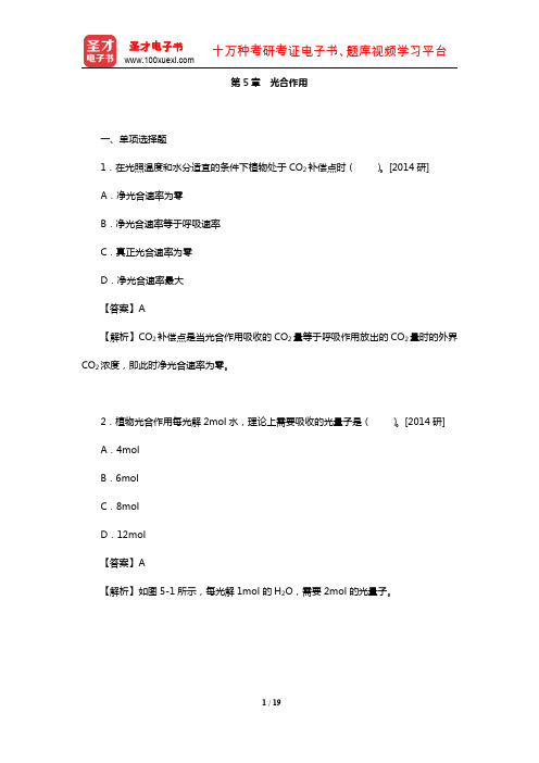 全国硕士研究生考试农学门类联考植物生理学与生物化学题库(真题-光合作用)【圣才出品】