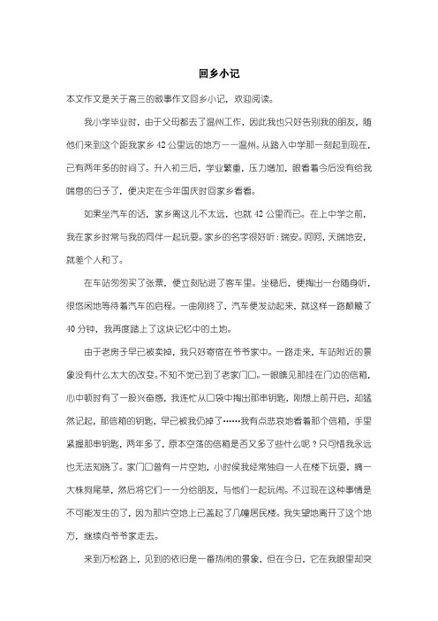 高中高三叙事作文：回乡小记