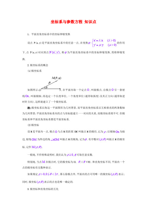 高中数学选修4—4坐标系与参数方程知识点总结