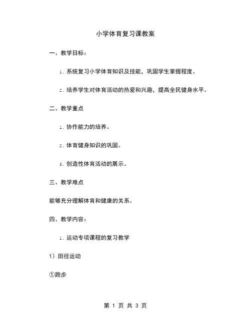 小学体育复习课教案