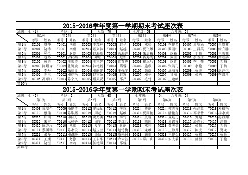 期末考试考场安排