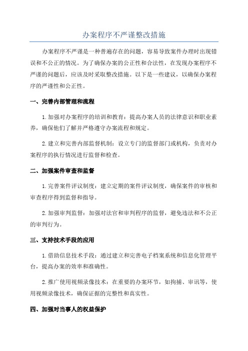 办案程序不严谨整改措施