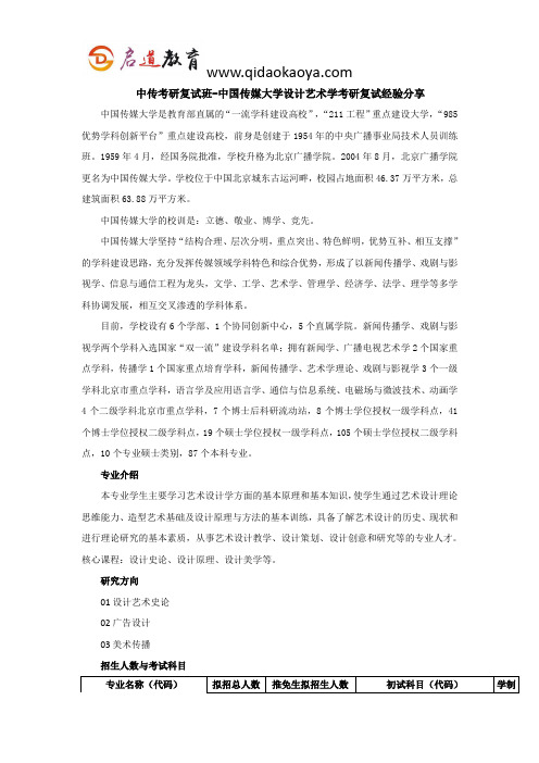 中传考研复试班-中国传媒大学设计艺术学考研复试经验分享