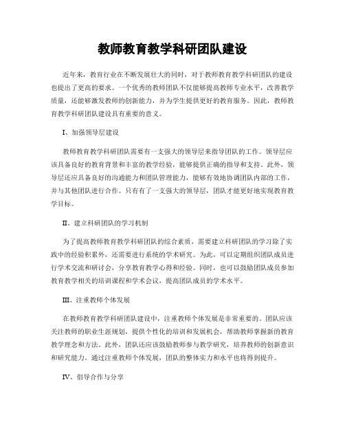 教师教育教学科研团队建设