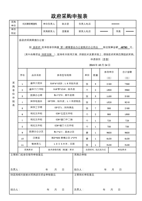 政府采购申报表【模板】