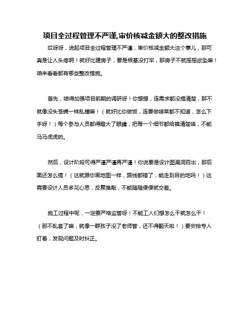 项目全过程管理不严谨,审价核减金额大的整改措施