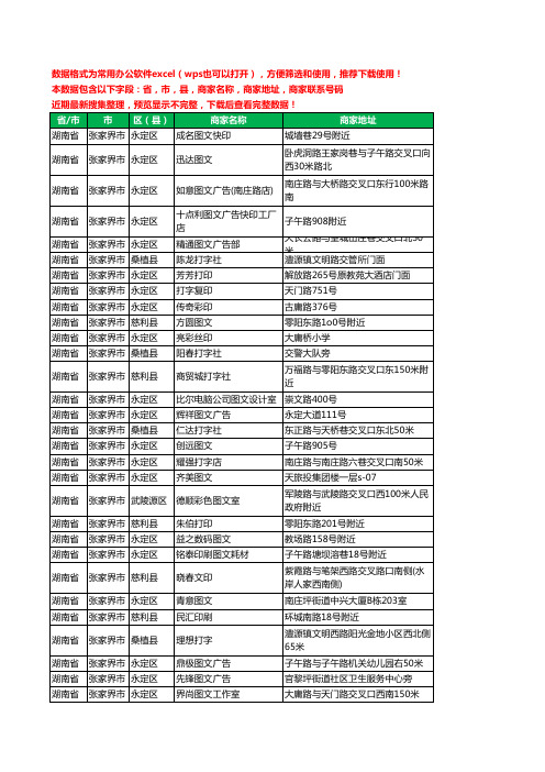 2020新版湖南省张家界市复印工商企业公司商家名录名单黄页联系电话号码地址大全79家