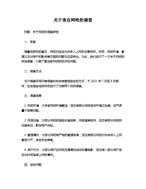 关于来自网吧的调查