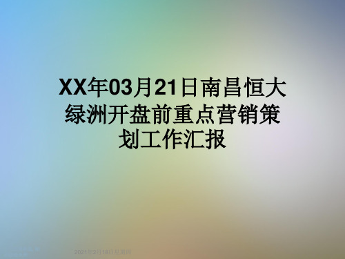 XX年03月21日南昌恒大绿洲开盘前重点营销策划工作汇报