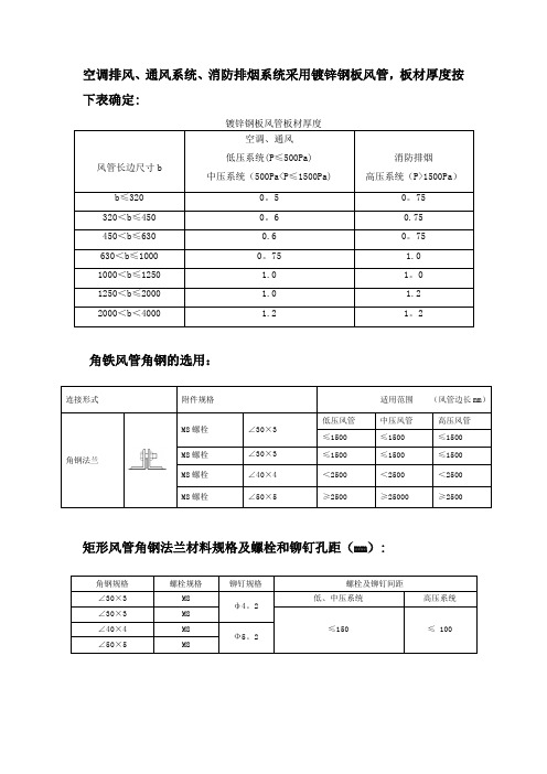 风管尺寸规范