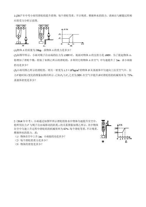 2016、2017年中考力学试题