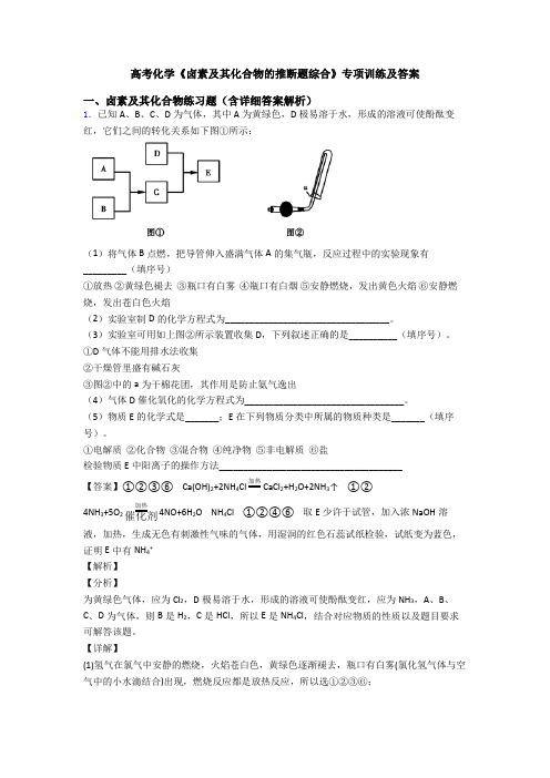 高考化学《卤素及其化合物的推断题综合》专项训练及答案