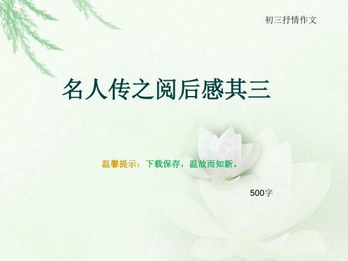 初三抒情作文《名人传之阅后感其三》500字(总8页PPT)