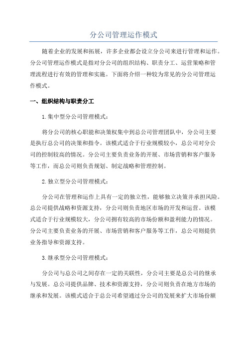 分公司管理运作模式