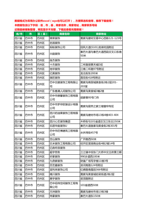 2020新版四川省巴中市巴州区装修工商企业公司商家名录名单黄页联系电话号码地址大全91家