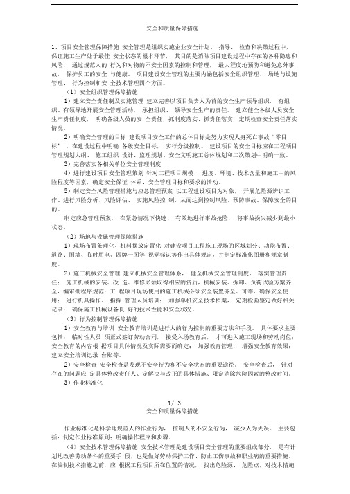 安全和质量保障措施