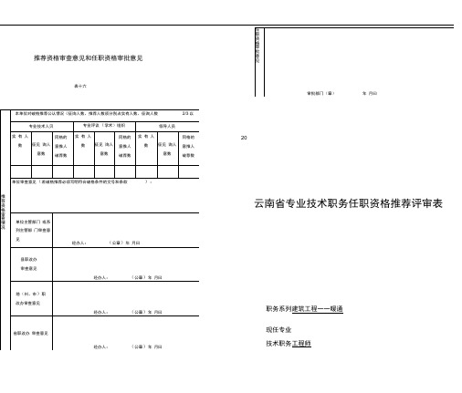 高级工程师职称评审表A打印版范本