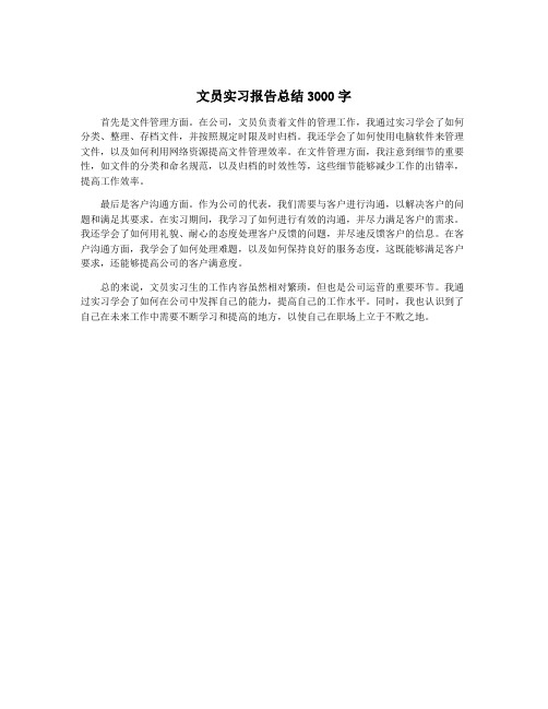 文员实习报告总结3000字