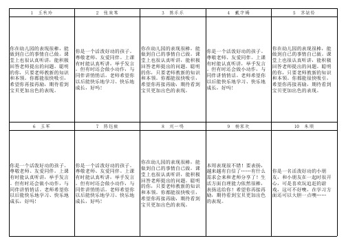 周学前班幼儿家园联系册老师评语