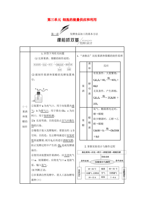 2019版高考生物一轮复习鸭部分生物技术实践学案