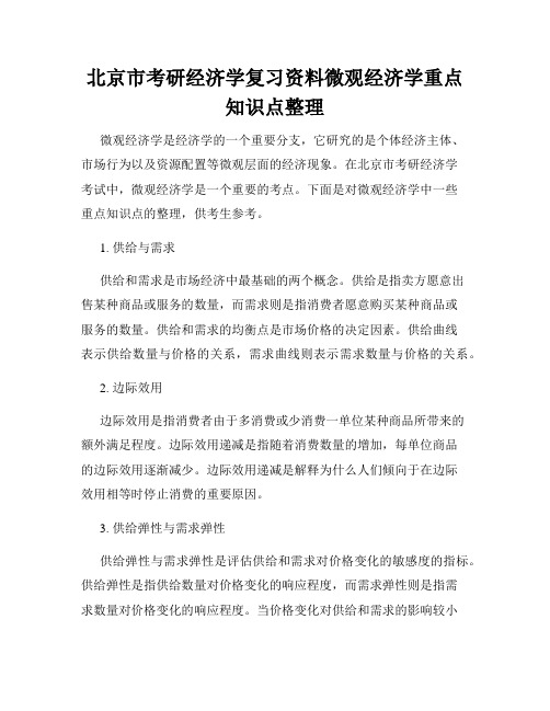 北京市考研经济学复习资料微观经济学重点知识点整理