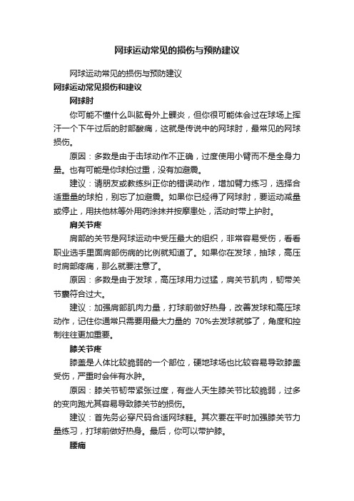 网球运动常见的损伤与预防建议