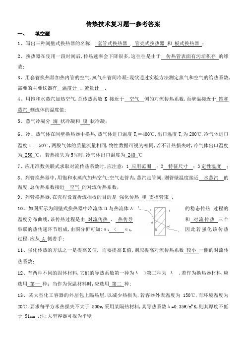 传热复习题一参考答案