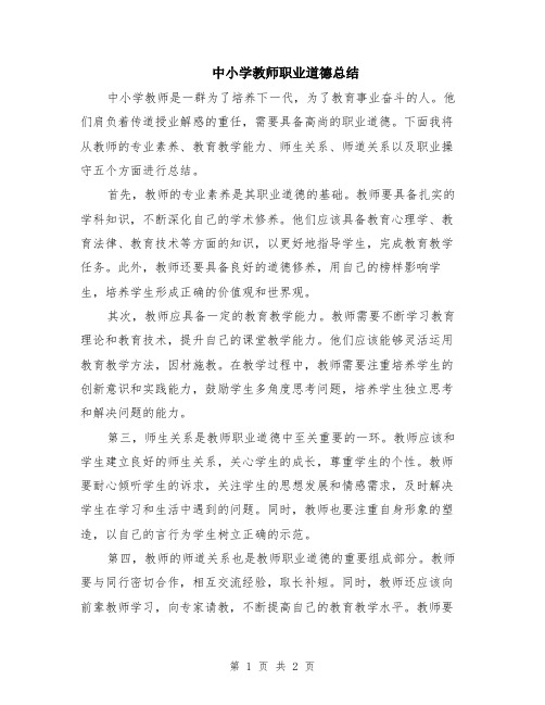 中小学教师职业道德总结