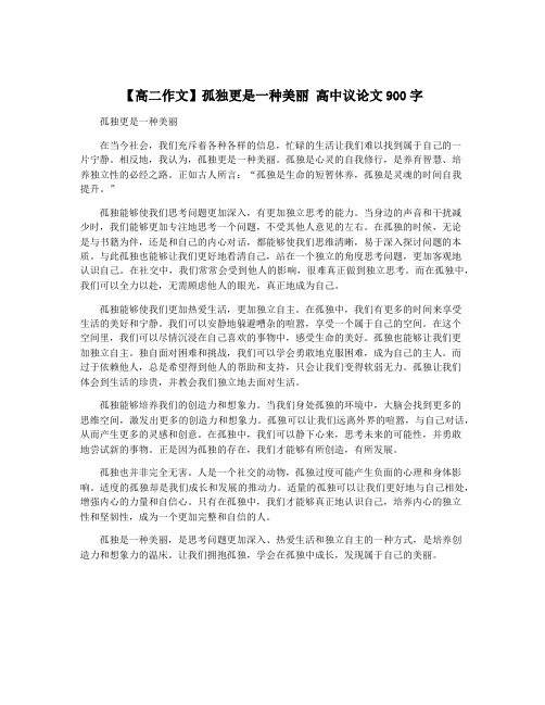 【高二作文】孤独更是一种美丽 高中议论文900字