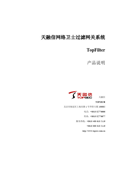 产品说明-天融信网络卫士过滤网关系统TopFilter系列