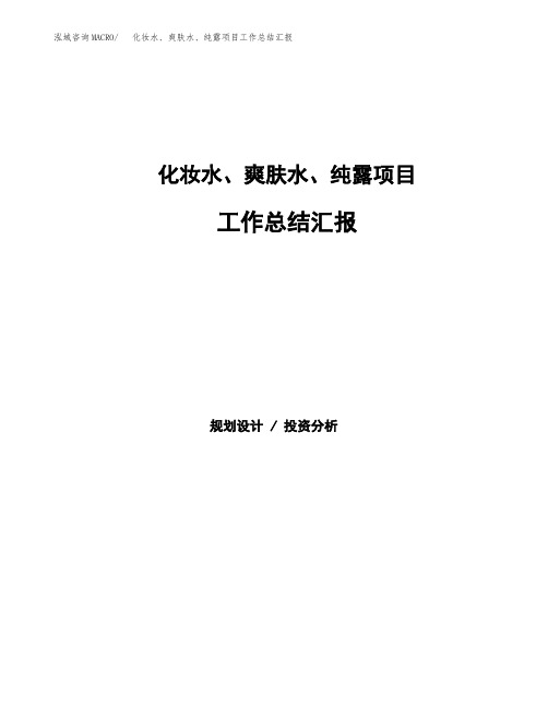 化妆水、爽肤水、纯露项目工作总结汇报