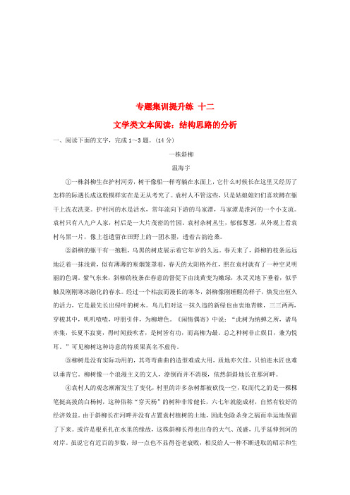 高考语文一轮复习专题集训提升练十二文学类文本阅读结构思路的分析新人教版